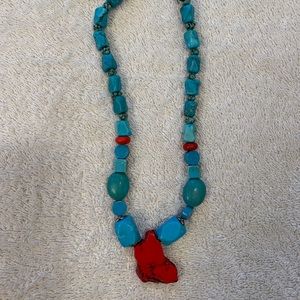 Turquoise and red necklace